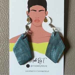 Made By T Blue Geometric Dangle Earrings